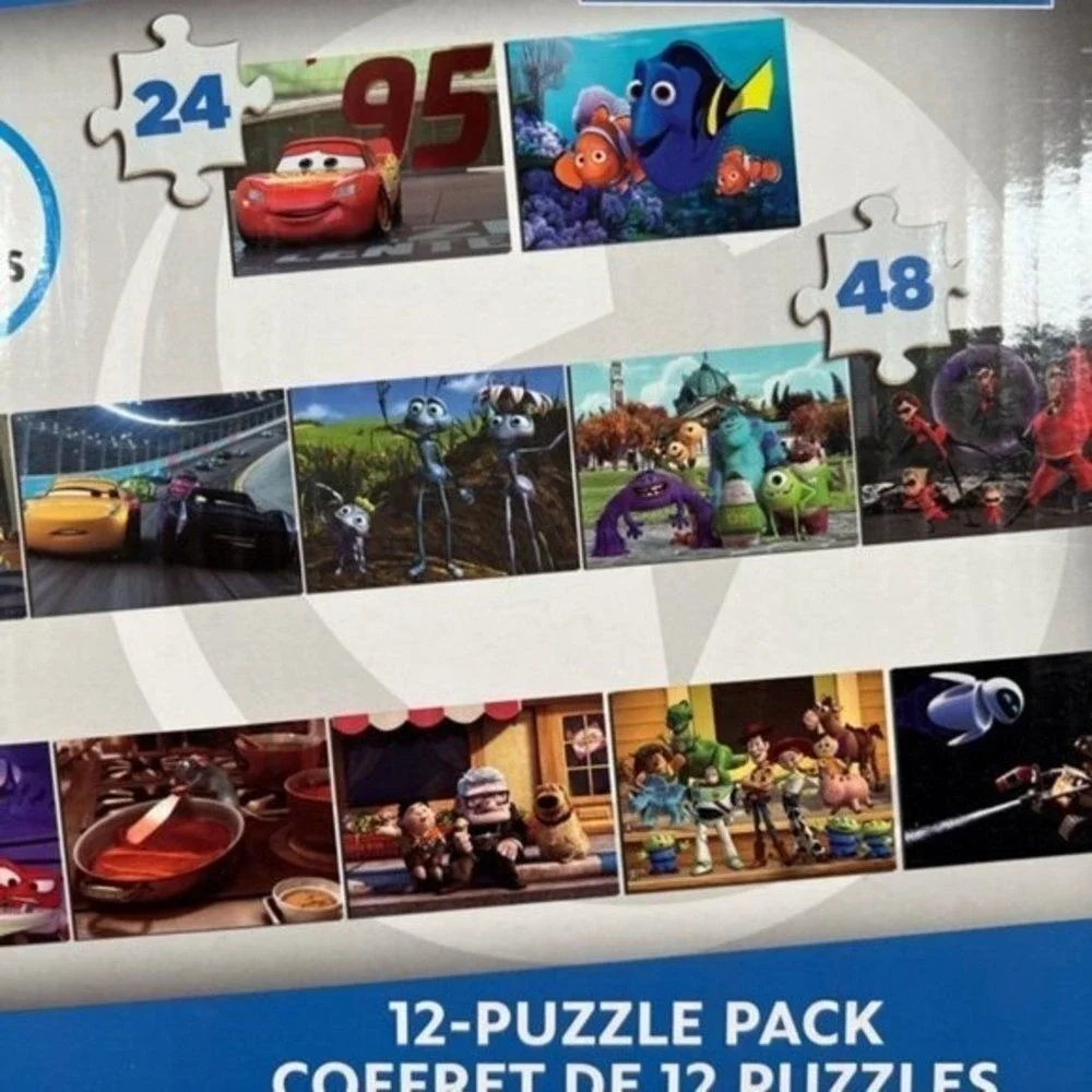 Disney Pixar Puzzle 12 Pack Toy Story Cars Wall-E‎ Nemo & More New!